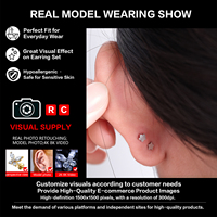 Labret à filetage interne en titane ASTM F136, finition étoile, plaqué or PVD, pour piercing cartilage, hélix, tragus, accessoires de bijoux