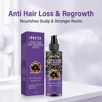 Semprotan Air Beras Hitam Logo Kustom untuk Pertumbuhan Rambut 150ml Ekstrak Jahe Wijen Alami Serum Perawatan Kulit Kepala Anti-Rontok
