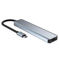 Base de Conexión para Hardware y Software de Computadora, Hub 7 en 1 Tipo C a 4K HDMI, USB 3.0, USB 2.0, TF, SD, PD, Adaptador Hub USB C