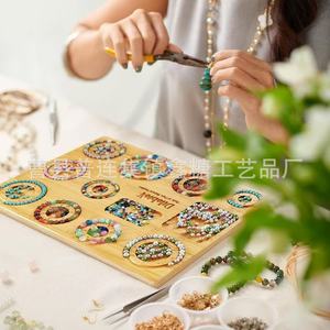 Wooden Beaded Bracelet Board Bamboo Color Customizable Jewelry Tray For Home Use - Product Image 5