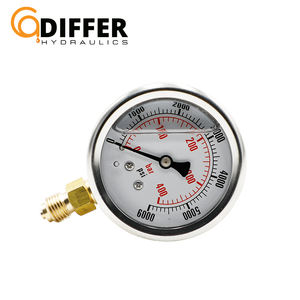 مقياس ضغط الزيت السائل, مقياس الضغط العالي 63 مللي متر 400bar مقياس ضغط الزيت السائل مملوء بالنحاس الدافئ - Product Image 2