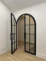 Puerta Interior Residencial de Alta Calidad, Estilo Crittall, con Marco de Acero Arqueado y Vidrio Transparente