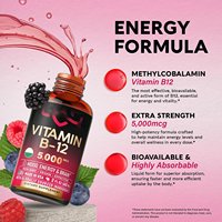 Gouttes liquides de Vitamine B12 Méthylcobalamine Haute Puissance 5000mcg 60ml Étiquette Nettoyée Nutrition Quotidienne ODM Vente en Gros