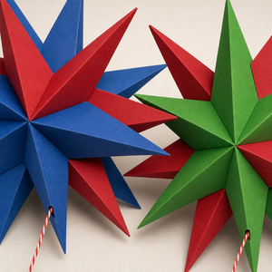 Decorazioni Natalizie Sunbeauty: Stelle di Carta Rosse, Blu e Verdi da Appendere, Ornamenti per Feste e Centri Commerciali - Product Image 5