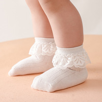Chaussettes de cheville en dentelle pour bébés filles nouveau-nés, en coton peigné blanc, style princesse, collection automne