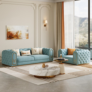 Bộ ghế sofa da cao cấp phong cách Ý, kiểu hiện đại, dành cho biệt thự, phòng khách, thiết kế nút bấm, sang trọng. - Product Image 4