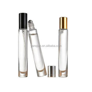Flacons de parfum cylindriques ronds transparents de 10 ml à paroi épaisse et fond carré, flacons en verre à bille pour huiles essentielles - Product Image 1