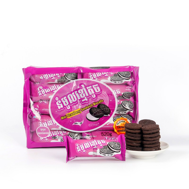 Mini Chocolate Biscuit Biscuits and Cookies Sandwich Biscuit Circular Snack Lemon Sweet Strawberry Flavor 520g