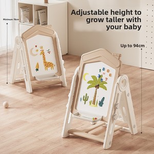 Pizarra de <span class=keywords><strong>Dibujo</strong></span> Magnética Multifuncional de Plástico para Niños, Bloques de Construcción 3D de Doble Cara, Altura Ajustable, Plegable, con Almacenamiento - Product Image 4