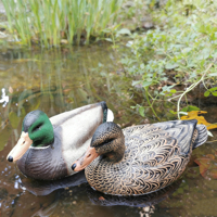 Paire de leurres de canard colvert entièrement floqués, en EVA flottant, réalistes pour la chasse, la pêche en eau et la décoration de jardin