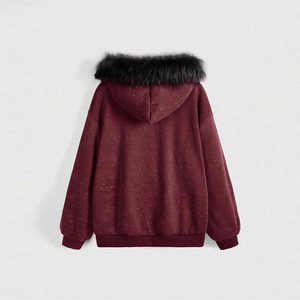 هوديز نسائية بسحاب بمقاسات كبيرة، بتصميم قوطي مطبوع، مغسولة بتأثير عتيق، بنمط الشارع، للخريف، من قطن تيري فرنسي محبوك عالي الجودة - Product Image 2