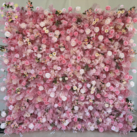 V10 nouveau 5D Rose fleurs panneau mural toile de fond décor de mariage soie artificielle rose 8ft X 8ft fleur mur pour la fête de mariage