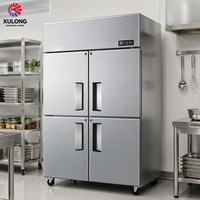 Refrigerador Comercial de Doble Temperatura con Enfriamiento Directo, Congelador Vertical de Acero Inoxidable para Restaurante