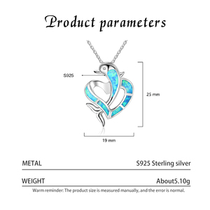 Collier pendentif dauphin en argent sterling S925 incrusté d'opale, design original, vente en gros d'usine, pour femme, cadeau de bijoux exquis - Product Image 3