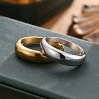 Bague simple en acier inoxydable plaqué or 6 mm, version coréenne, style Joker, pour mariage et fiançailles, vente en gros