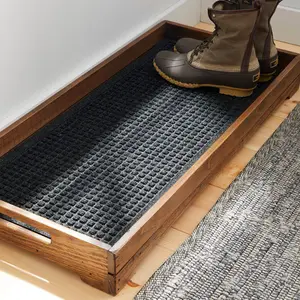 Benutzer definierte Eingangs bereich Stiefel Matte Tablett Rustikale Holz Rolling Boot Tray Mit Metallrohr Griffe