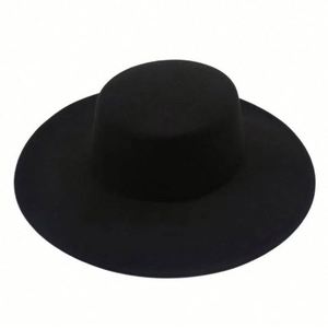2023 New <b>Flat</b> Top Woolen Felt <b>Hat</b> Bowler <b>Hat</b> Jazz French Wide Brim Fedora <b>Hats</b> Women Wholesale - Product Image 4