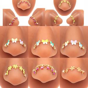 Gaby-cadena colorida para la <span class=keywords><strong>nariz</strong></span> para mujer, anillo de acero inoxidable para la <span class=keywords><strong>nariz</strong></span>, joyería para la <span class=keywords><strong>nariz</strong></span> con cadena - Product Image 3