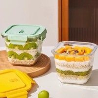 Pot en verre borosilicate carré de 900 ml, résistant au micro-ondes, hermétique, pour flocons d'avoine, yaourt, salade, préparation de repas – Vente en gros