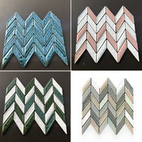 Tuiles en céramique bleues à rayures craquelées en gros, 300x300, mosaïque émaillée pour piscine, tuiles en porcelaine
