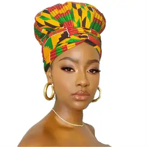 UNIQ缎面女式头巾非洲印花头巾头巾