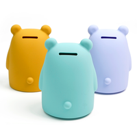 Haute qualité sûr sans Bpa forme animale dessin animé Silicone économie Pot Collection tirelire pour enfants bébé
