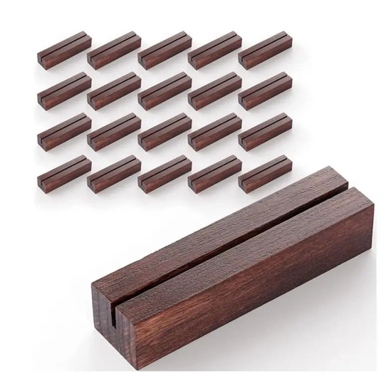 Walnut Wood Table Numbers Display Place Card Holder Stands Wooden Stand Display