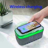 Jam Alarm Digital multifungsi, Speaker pengisi daya nirkabel dengan lampu LED, fungsi Radio FM, speaker pintar portabel