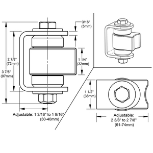 Charnière de porte robuste à deux roulements scellés, soudée sur la porte pour le soudage sur les grandes portes pliantes de véhicules en fer ou en acier - Product Image 2