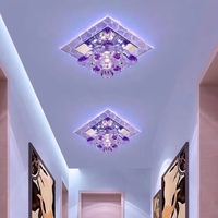 Lustre moderne en cristal coloré à LED pour couloir, lampe suspendue