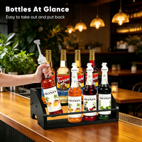 Support pour Sirops de Café, Porte-Bouteilles de Sirop, Étagère de Présentation pour Bouteilles d'Alcool - Meuble de Cuisine Rustique, Organisateur de Comptoir en Bois