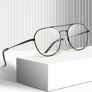 Montures de lunettes unisexes surdimensionnées ovales en métal avec protection anti-lumière bleue, monture complète, verres en acétate, modèle 1889 - Product Image 1