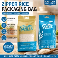 Sac d'emballage pour riz en plastique recyclable de 1 kg avec fermeture éclair, thermoscellage, debout, 5 kg, 10 lb, avec impression personnalisée