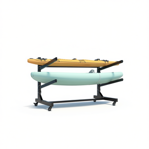 Support de rangement pour kayaks robuste et autoportant, réglable, avec roues verrouillables, pour 2 kayaks, canoë, SUP, planche de surf - Product Image 1