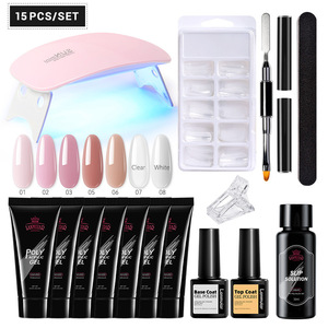 Kit de <span class=keywords><strong>Polygel</strong></span> pour Ongles avec Lampe UV LED, Kit d'Extension d'Ongles avec Base et Top Coat, <span class=keywords><strong>Solution</strong></span> Anti-Glissement, Ensemble de Polygels pour Ongles - Product Image 1