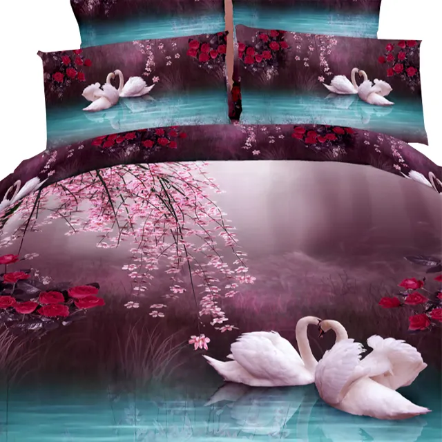 China comfortable king size sheet and 3d bedding covers printed duvet cover set for sales