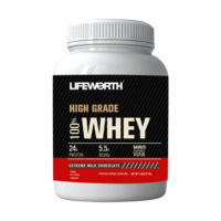 Lifeworth bubuk rasa stroberi binaraga, whey protein 100% standar tinggi