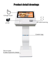 Quiosco de Autoservicio Android de 15.6/21.5 Pulgadas - Terminal POS con Pantalla Táctil Full HD e Impresora para Restaurante/Cafetería/Comida Rápida