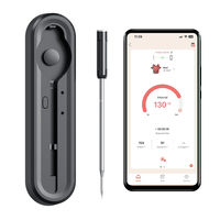 Thermomètre à viande WiFi sans fil avec surveillance à distance et alarme pour grillades, barbecue et four
