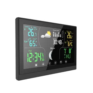 Botões de toque com tela lcd grande, alerta de temperatura max min, termômetro duplo, estação meteorológica