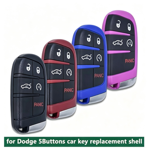 เปลือกกุญแจรีโมทรถยนต์แบบสมาร์ทสำหรับเปลี่ยนทดแทน Dodge 5 ปุ่ม SRT/Demon/Daytona/Dodge/Jeep/RAM/Hellcat  วัสดุ ABS สีดำ - Product Image 1