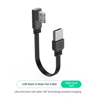 Kabel USB 2.0 A Male to Male Flat Ribbon Silikon Lembut Ultra Tipis Sudut Kanan 90 Derajat untuk Transfer Data Laptop Grosir