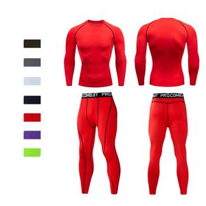 Completo <span class=keywords><strong>fitness</strong></span> da <span class=keywords><strong>uomo</strong></span> colorato con maniche a compressione traspiranti ed elasticizzate, pantaloni lunghi e calzini, ideale come base per basket e yoga - Product Image 1