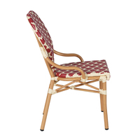 Chaise de bistrot française à dossier en cœur, fauteuil en rotin PE tressé, structure en aluminium, chaise de salle à manger d'extérieur pour café, hôtel, événement, mariage