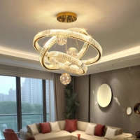 Lustre suspendu JYLIGHTING multi-anneaux en spirale, sur mesure, halo vertical, orb lumineux, prisme en verre