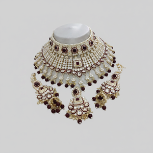 <b>Indian</b> Traditional High Quality Ethnic Gold Plated Kundan Pearl Necklace Earring Set Latest Designed Trendy Certified Women - Product Image 2