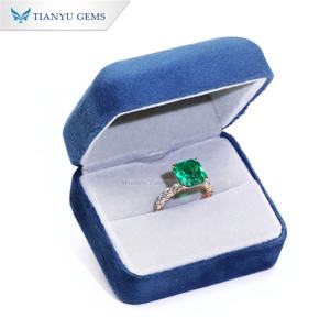 Tianyu GEMS Asscher ตัด10x10มม. แหวนเพชรห้องปฏิบัติการมรกตกุหลาบทอง10K 14K 18K แต่งงานแหวนหมั้นสำหรับผู้หญิง - Product Image 6