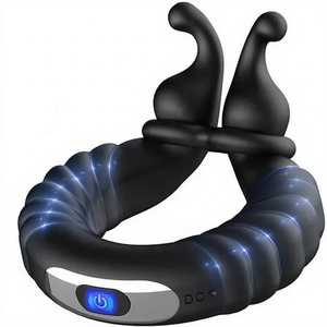 Vibrating Sperm Locking Penis <b>Ring</b> Delayed Ejaculation Adult Sex Toy for <b>Couples</b> Silicone+ABS Waterproof CE Certified - Product Image 1