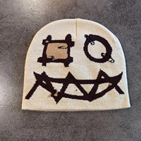 Bonnet en acrylique style Punk Grunge avec motif graphique de visage patchwork et motif de zombie souriant, unisexe, chaud pour l'hiver, streetwear