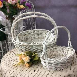 Ensemble de paniers gigognes en osier blanc tressé à la main, 3 tailles, en rotin, pour fleurs, cadeaux et rangement, pour <span class=keywords><strong>d</strong></span>écoration de mariage et de maison - Product Image 2